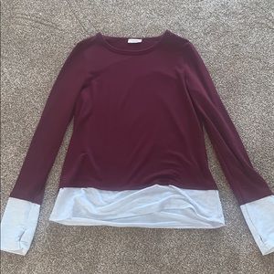 Burgundy and grey layered shirt